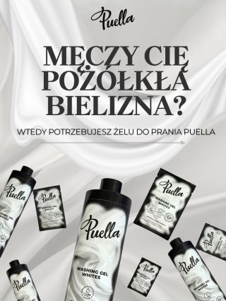 Poznaj biały żel do prania Puella – olśniewająca czystość, skuteczne usuwanie plam i delikatna pielęgnacja tkanin. 🫧...